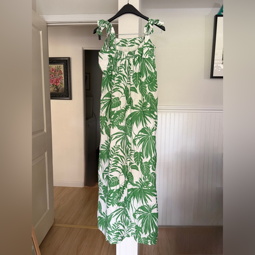 NWT Tori Richard Leafy Green and White Dress - Picture 2 of 12